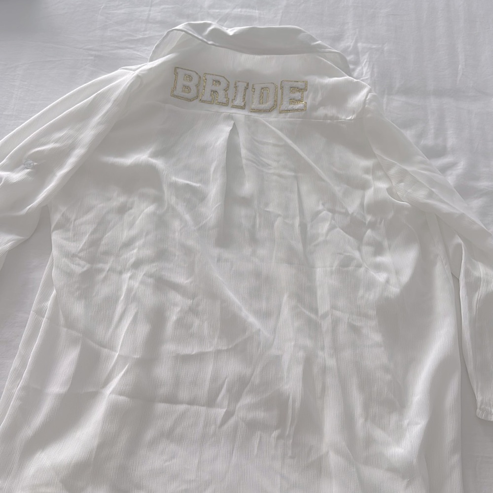 Bride white sheer shirt coverup